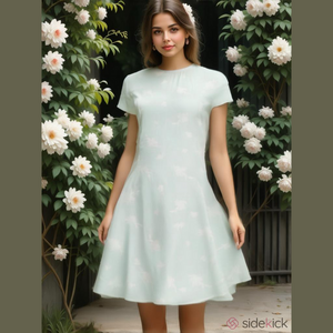 Something Navy Easy Flirty Teal Chalk Etch floral Minidress size medium